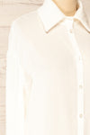Nubia Ivory Lightweight Button-Up Shirt | La petite garçonne side close-up