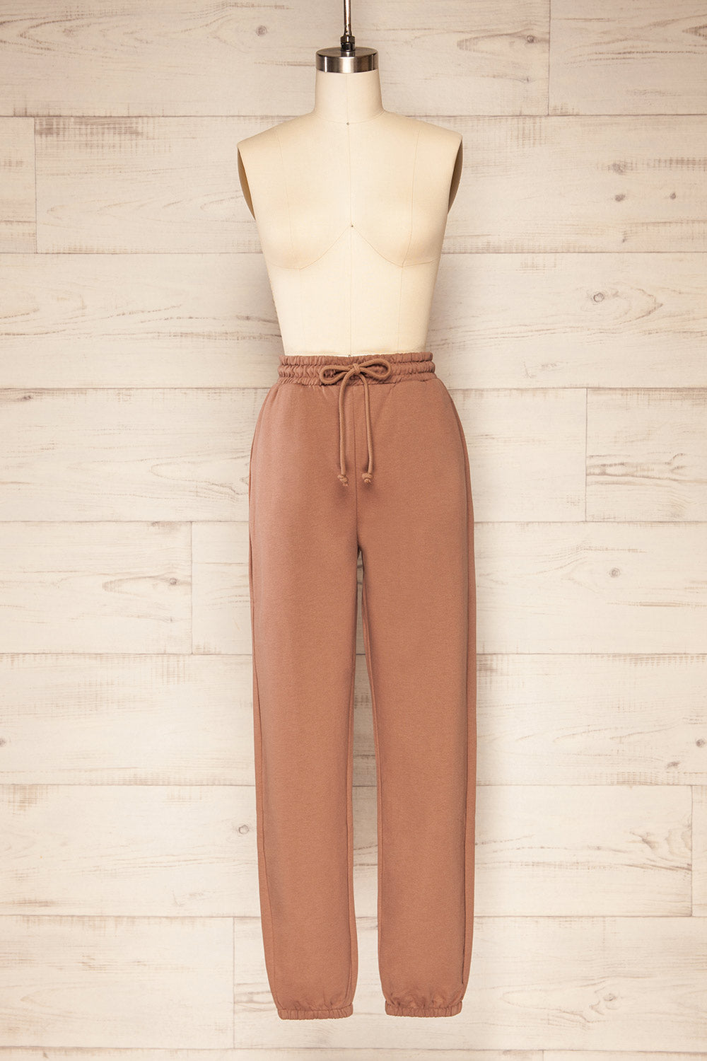 Numich Brown Sweat Jogger Pants w/ Elastic Waist | La petite garçonne  front view