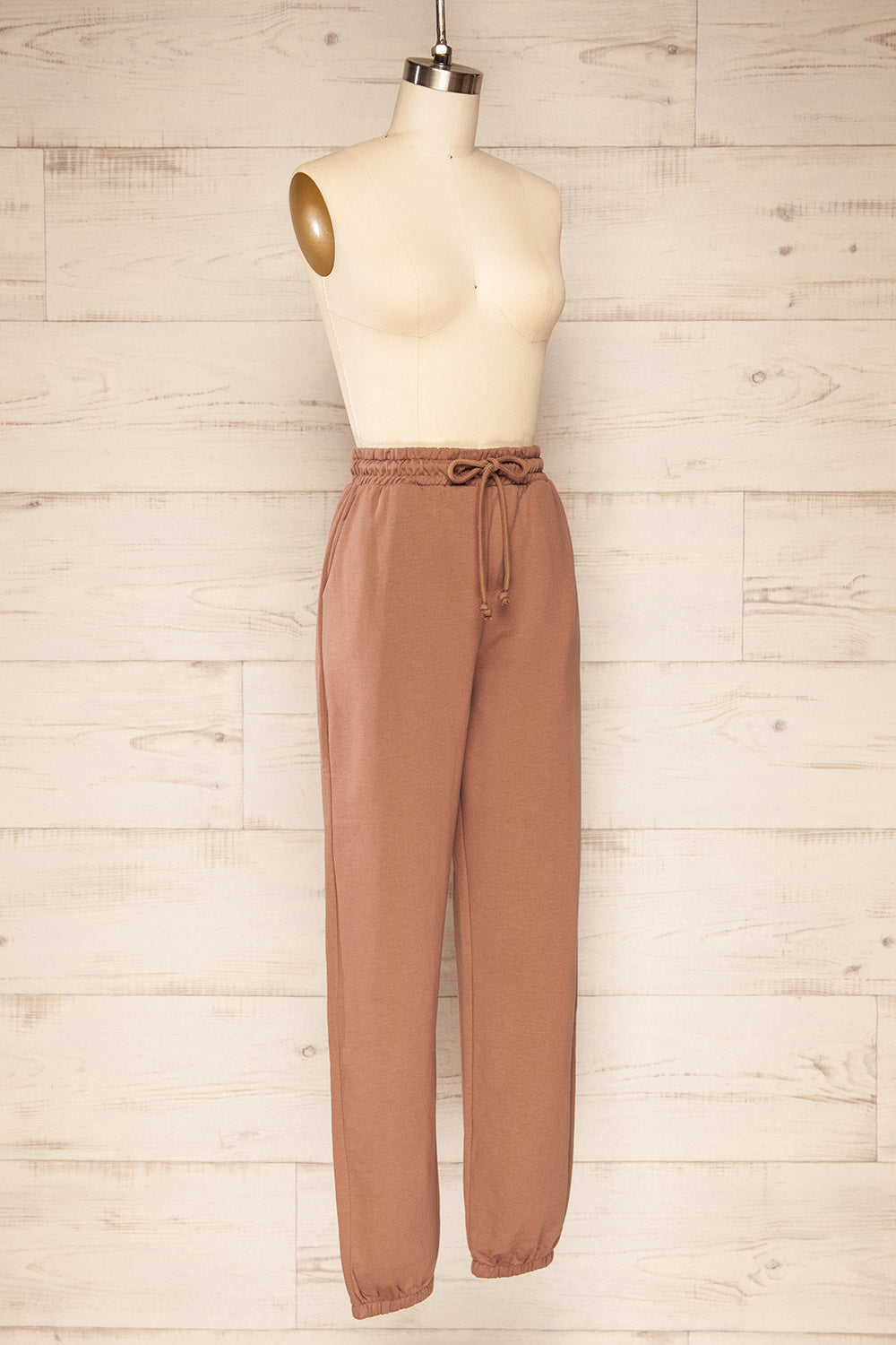 Numich Brown Sweat Jogger Pants w/ Elastic Waist | La petite garçonne  side view 