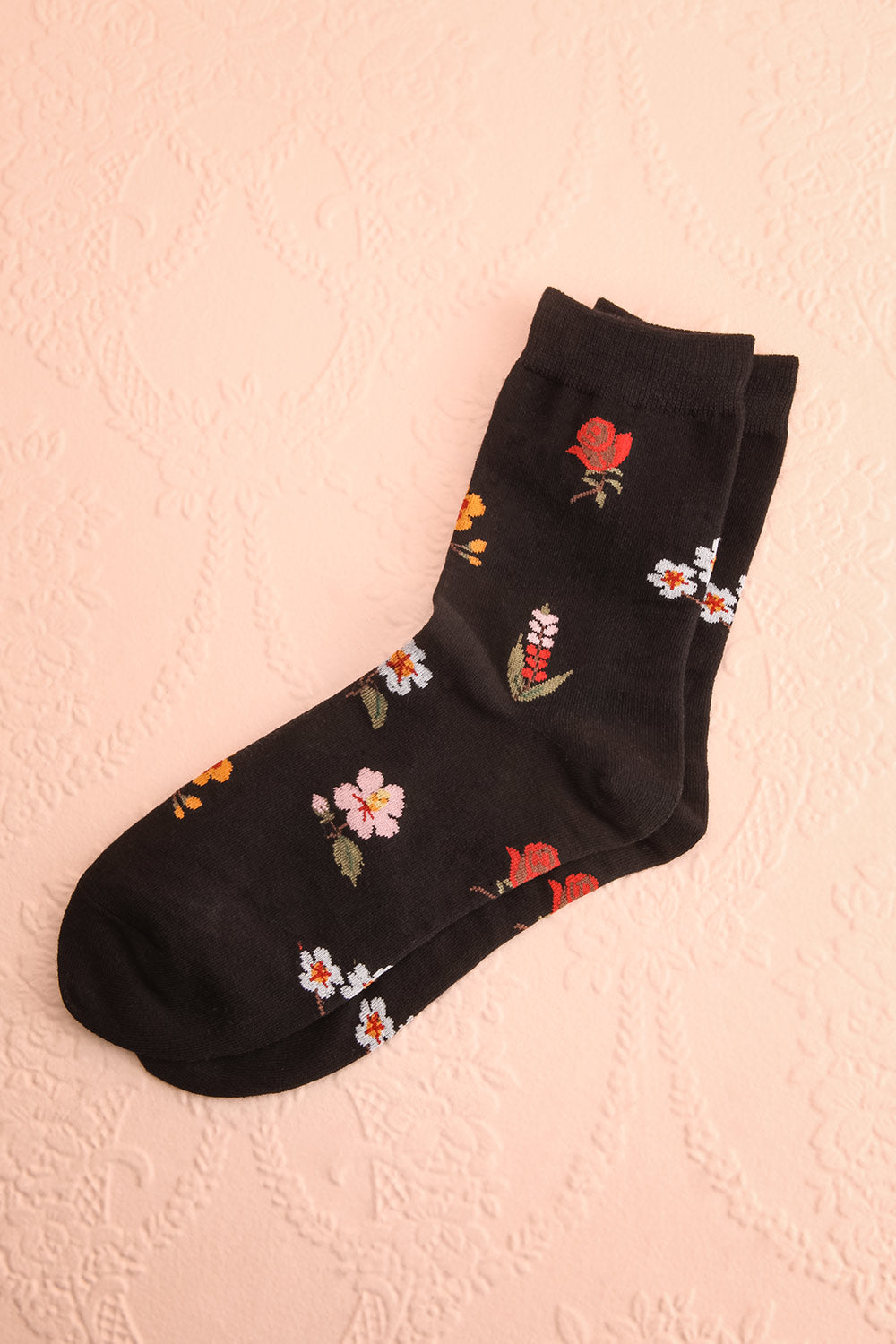 Nunc Black Floral Ankle Socks | La petite garçonne