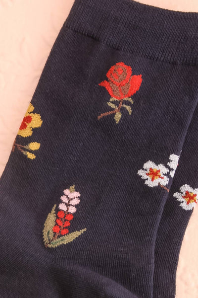 Nunc Navy Floral Ankle Socks | La petite garçonne close-up