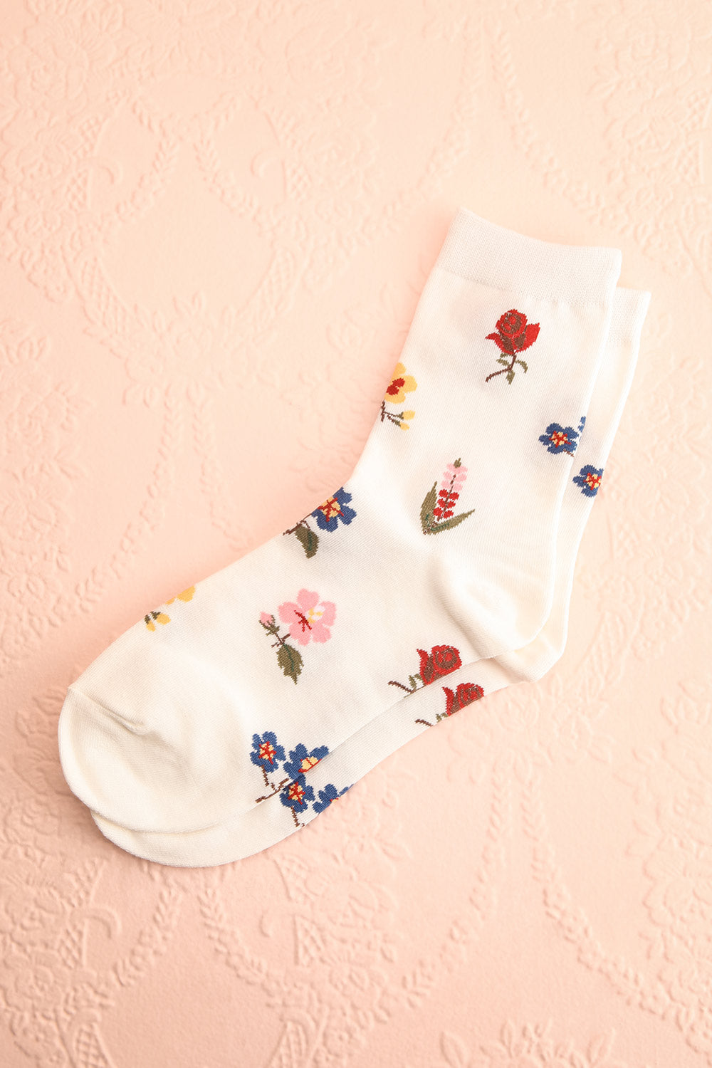 Nunc White Floral Ankle Socks | La petite garçonne