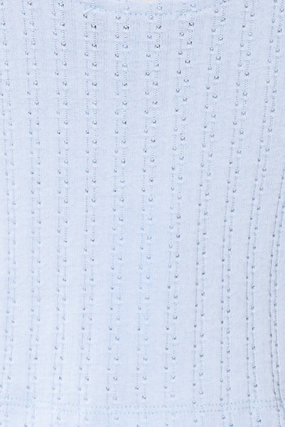 Nuova Blue Crop-Top w/ Puff Sleeves | La petite garçonne texture