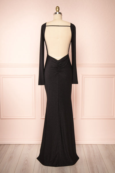 Nykha Backless Black Mermaid Dress | Boutique 1861 back view