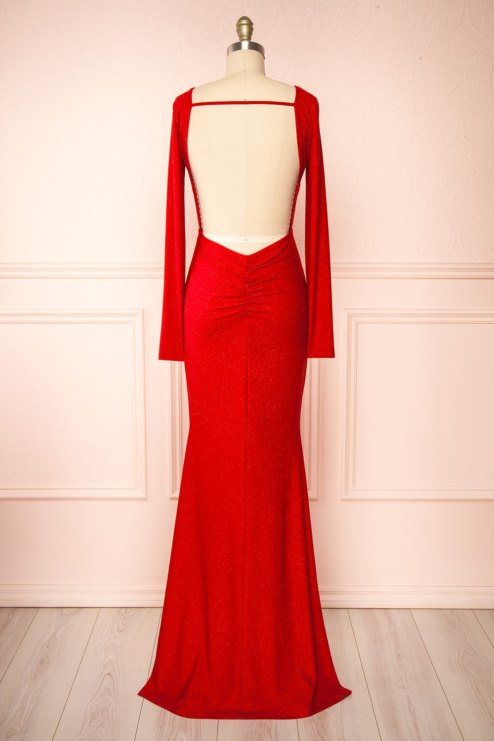 Nykha Red Backless Mermaid Dress | Boutique 1861 back view