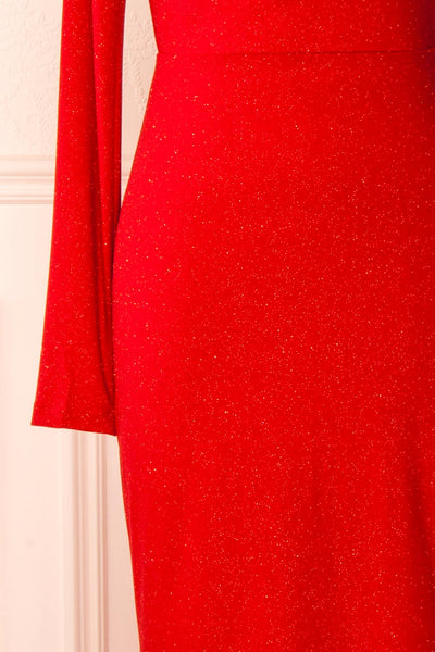 Nykha Red Backless Mermaid Dress | Boutique 1861 sleeve