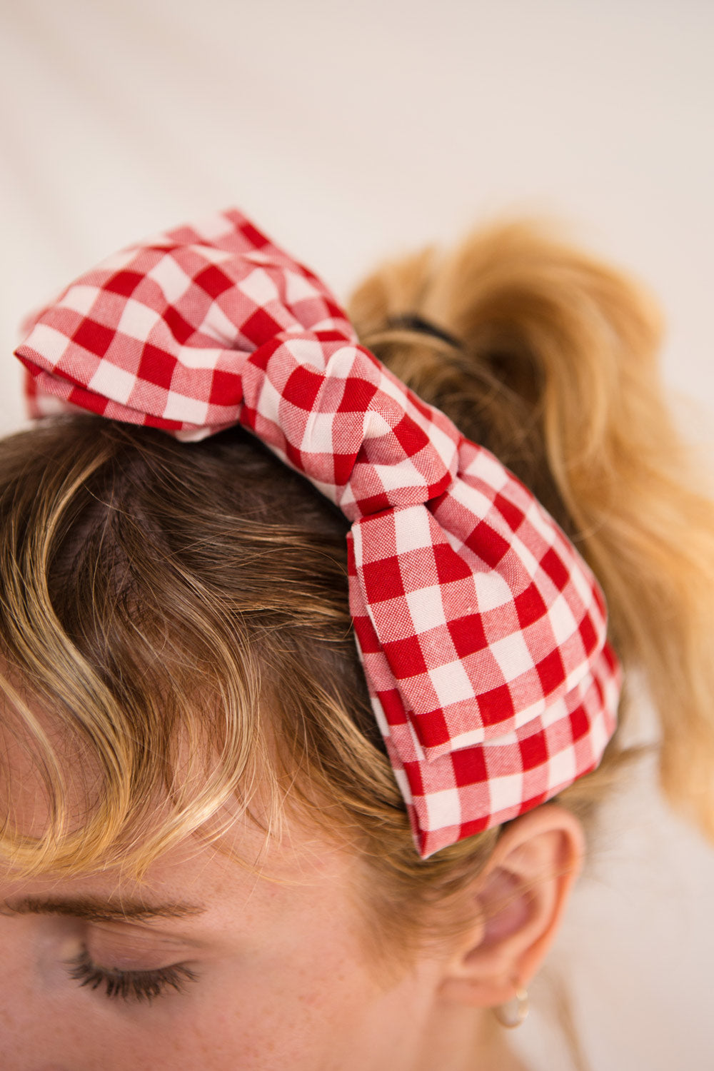 Nynet Red Gingham Print Headband | Boutique 1861 model