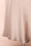 Oana Rose Gold Satin Midi Skirt with Side Slit | Boutique 1861 bottom