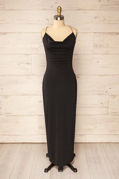 Beaucaire Black Short Dress w/ Thin Straps