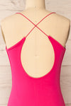 Ocala Fuchsia Fitted Open-Back Maxi Dress | La petite garçonne back close-up