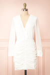Ochako Ruched Mini Dress w/ Organza Sleeves | Boutique 1861 front view