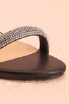 Odessa Black Sparkly Heeled Sandals | Boudoir 1861 front details