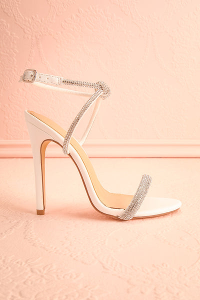 Odessa Ivory Sparkly Heeled Sandals | Boudoir 1861 side view