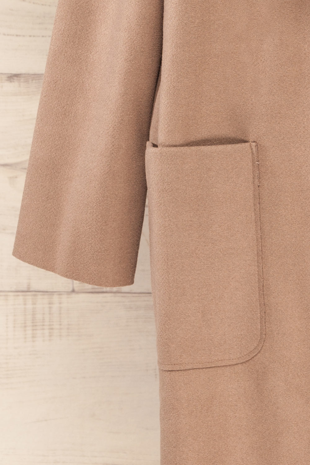 Oia Mocha Open Front Trench Coat | La petite garçonne sleeve