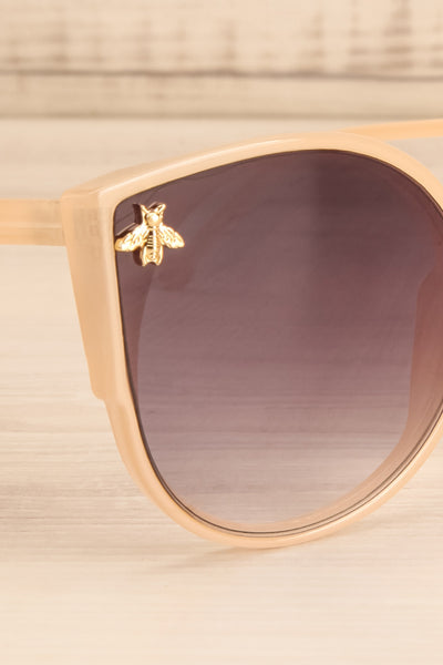 Oincio Beige Embellished Butterfly Sunglasses side close-up | La Petite Garçonne