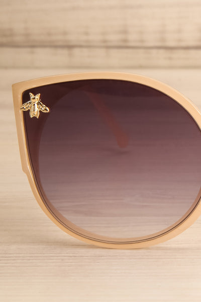 Oincio Beige Embellished Butterfly Sunglasses front close-up | La Petite Garçonne