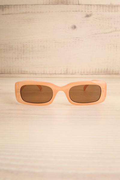 Okh Peach Rectangular Frame Sunglasses | La petite garçonne front view