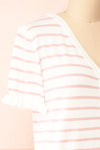 Oklahoma Striped Cardigan with Short Sleeves | Boutique 1861 side close-up