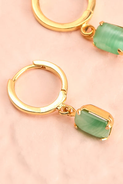 Okoiss Pendant Earrings w/ Green Gemstone | Boutique 1861 close-up