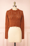 Okoye Rust Cropped Knit Sweater | Boutique 1861 front view