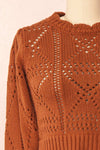 Okoye Rust Cropped Knit Sweater | Boutique 1861 front close-up