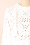Okoye White Cropped Knit Sweater | Boutique 1861 front close-up