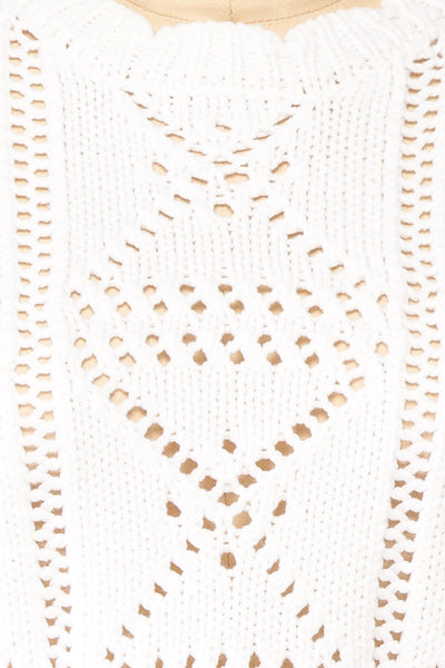 Okoye White Cropped Knit Sweater | Boutique 1861 fabric