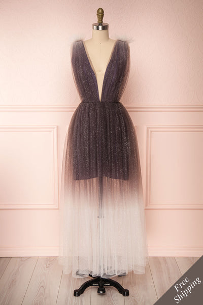 Oksana Purple Ombré Maxi Dress | Robe Maxi | Boutique 1861 front view