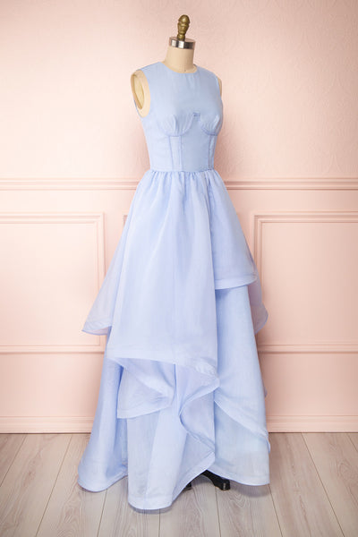 Olalla Light Blue Asymmetrical Maxi Dress | Boutique 1861 side view