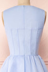 Olalla Light Blue Asymmetrical Maxi Dress | Boutique 1861 back close-up