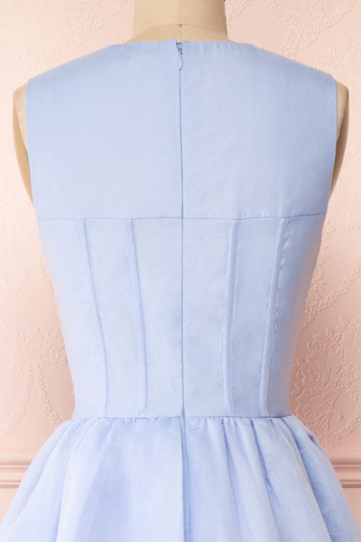 Olalla Light Blue Asymmetrical Maxi Dress | Boutique 1861 back close-up