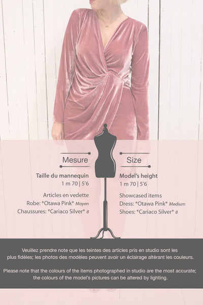 Olawa Pink Long Sleeve Draped Velvet Dress | La petite garçonne size