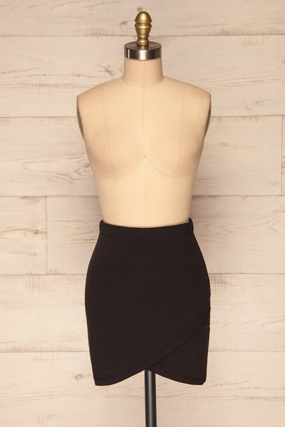 Olecko Noir Black Short Wrap Skirt | FRONT VIEW | La Petite Garçonne