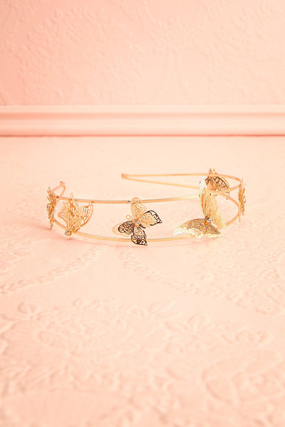Olena Silver Headband w/ Butterflies | Boutique 1861 flat view