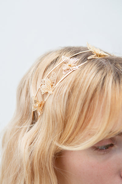 Olena Gold Headband w/ Butterflies | Boutique 1861 model