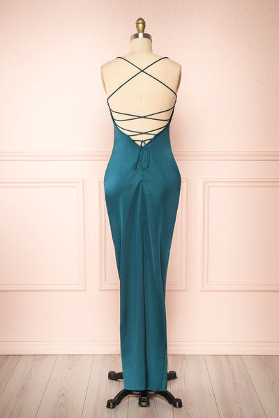 Olivia Green Strapless Mermaid Maxi Dress | Boutique 1861 back view