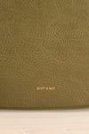 Olly Leaf Olive Green Vegan Leather Backpack front close-up | La Petite Garçonne