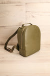Olly Leaf Olive Green Vegan Leather Backpack side view | La Petite Garçonne