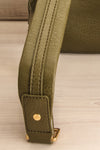 Olly Leaf Olive Green Vegan Leather Backpack strap close-up | La Petite Garçonne