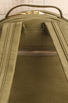 Olly Leaf Olive Green Vegan Leather Backpack back close-up | La Petite Garçonne