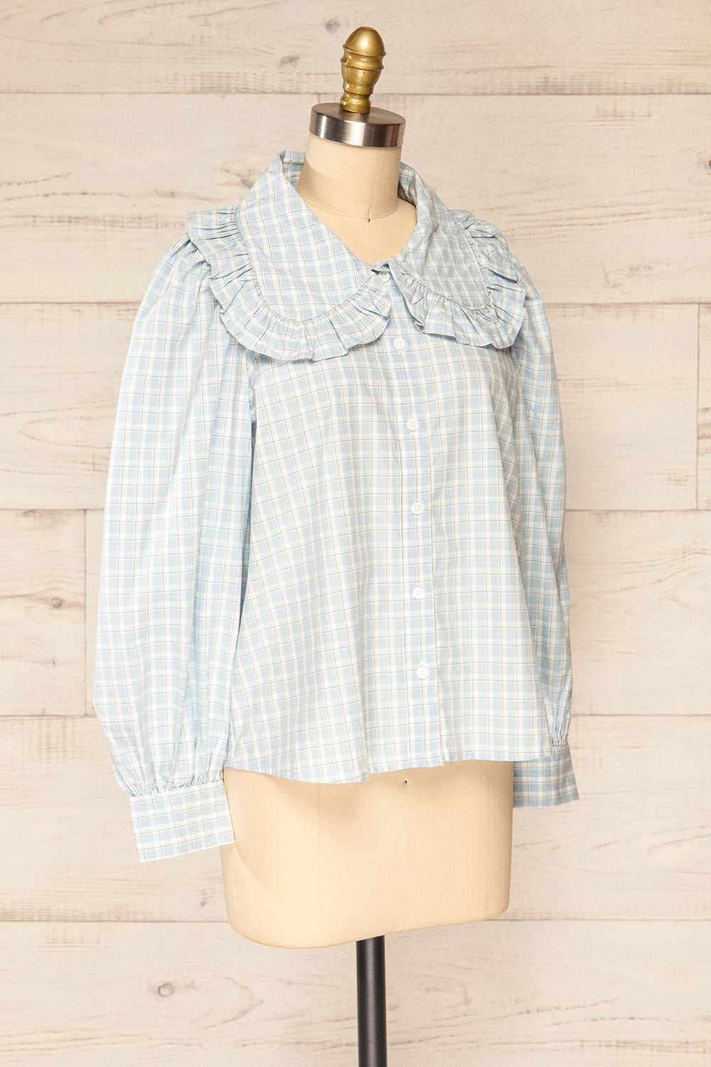 Olsztynek Checkered Blouse w/ Peter Pan Collar | La petite garçonne side view