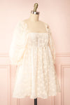 Olympe Cream Babydoll Dress w/ Flowers | Boutique 1861side view