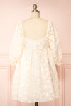 Olympe Cream Babydoll Dress w/ Flowers | Boutique 1861 back view