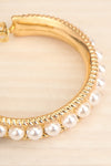 Ombre Verte Golden Hoop Earrings w/ Pearls | La petite garçonne close-up