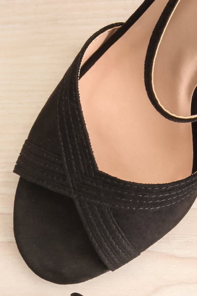 Onfroy Black Faux-Suede Block Heeled Sandals | La Petite Garçonne 2
