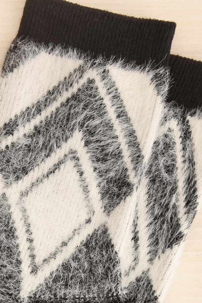 Orage Black Geometric Patterned Socks | La petite garçonne close-up