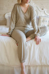 Ordino Beige One-Piece V-Neck Pyjama | La petite garçonne model