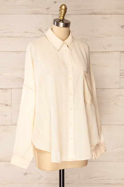 Orebro Oversized Ivory Button-Up Shirt | La petite garçonne side view