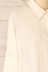 Orebro Oversized Ivory Button-Up Shirt | La petite garçonne side close-up