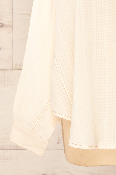 Orebro Oversized Ivory Button-Up Shirt | La petite garçonne sleeve